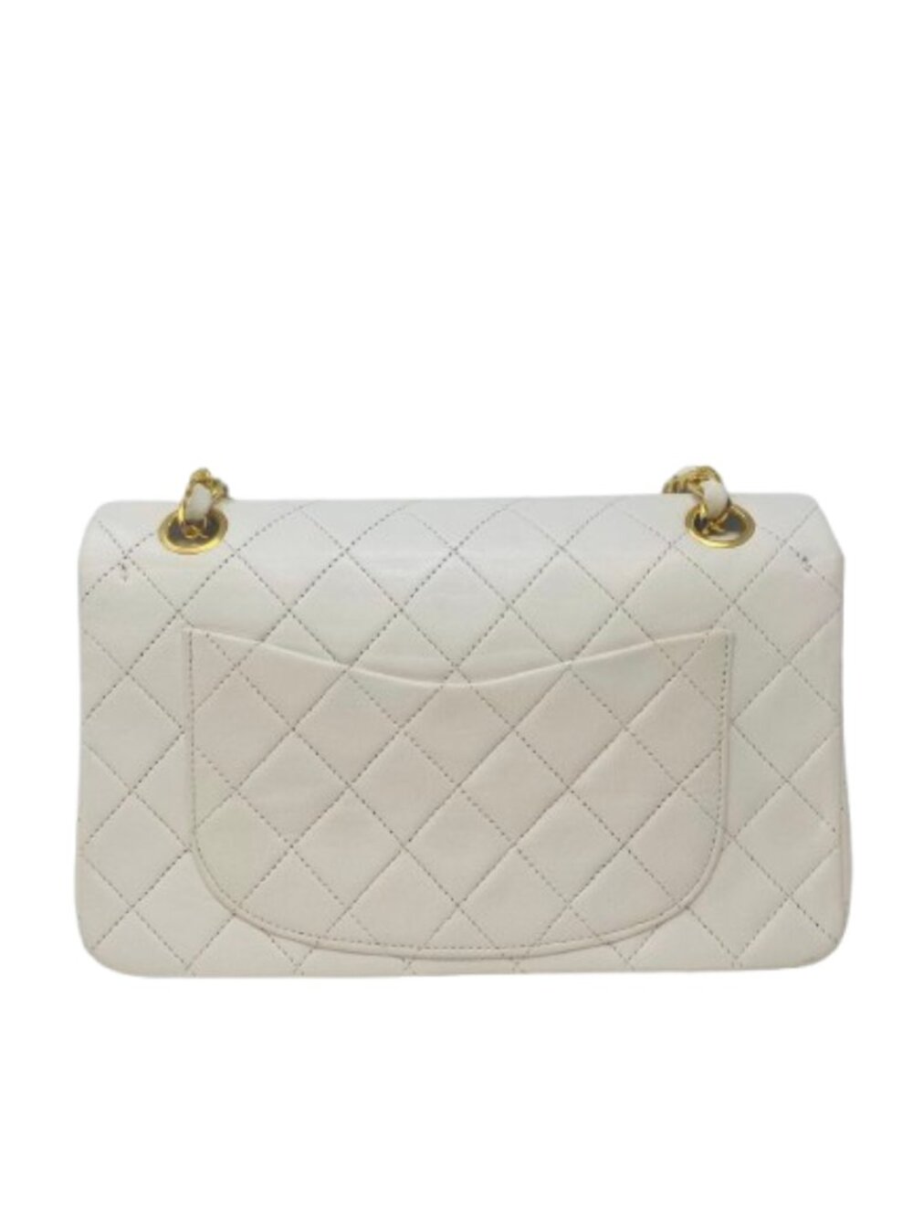 White Chanel Flap Bag Small Classic Flap White Lambskin Gold Hardware Vintage - Picture 3 of 15
